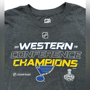 St Louis Blues 2019 Conference Champions T-Shirt Boys Size Large 14-16 NHL Blues